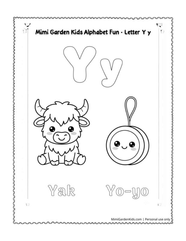 Letter Y Coloring Pages
