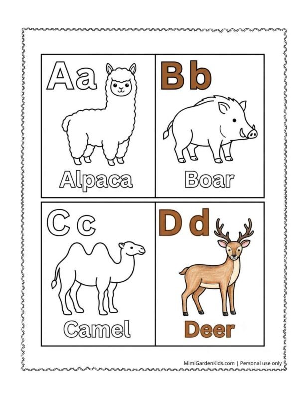 animal alphabet coloring pages abcd jpeg thum 2