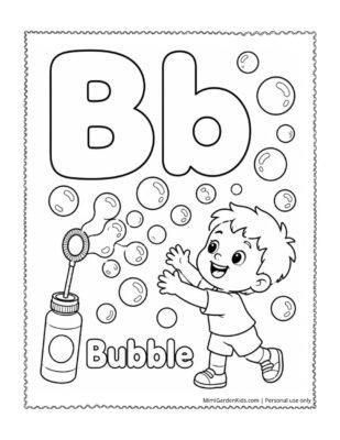 bubble letter b coloring page