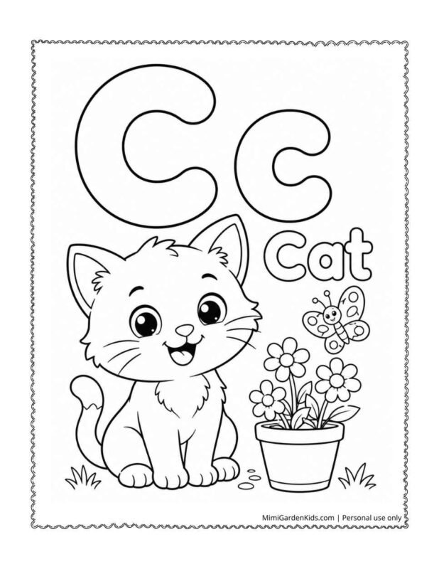 cat coloring page letter c thumb 2