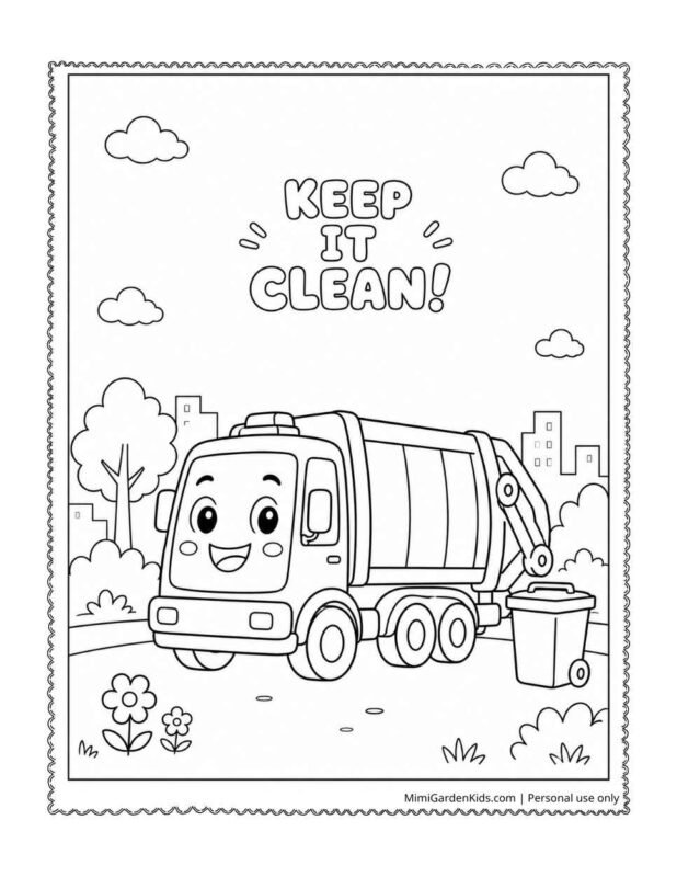 coloring pages of garbage trucks