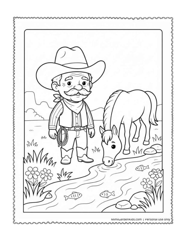 cowboy coloring pages for kids
