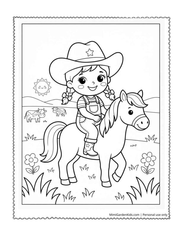cowgirl coloring pages cưỡi ngựa