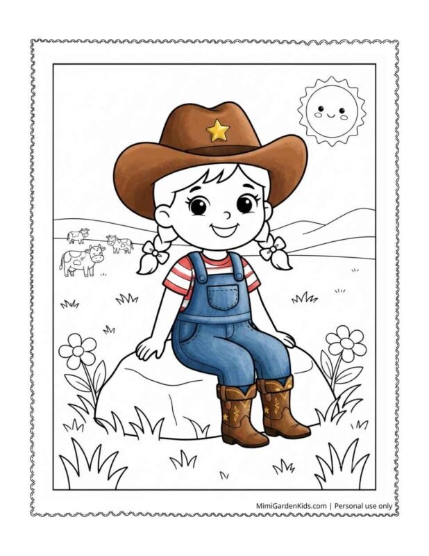 cowgirl coloring pages sitting
