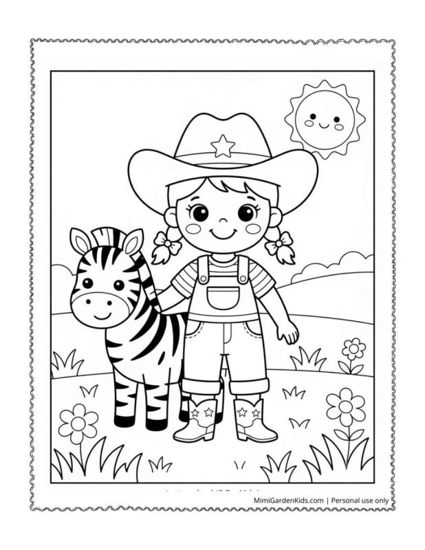 cowgirl coloring pages - zebra