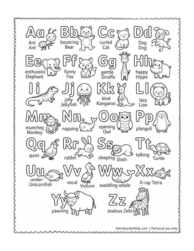 full alphabet coloring pages jpeg thumb