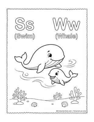 holiday alphabet coloring pages jpeg swim-whale
