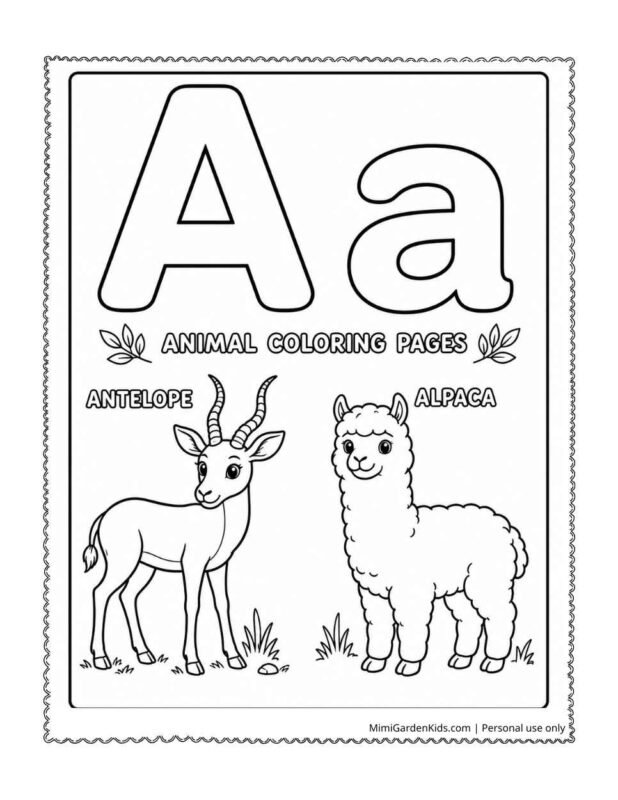 letter a animal coloring pages th