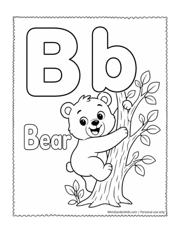 letter b bear coloring page thumb