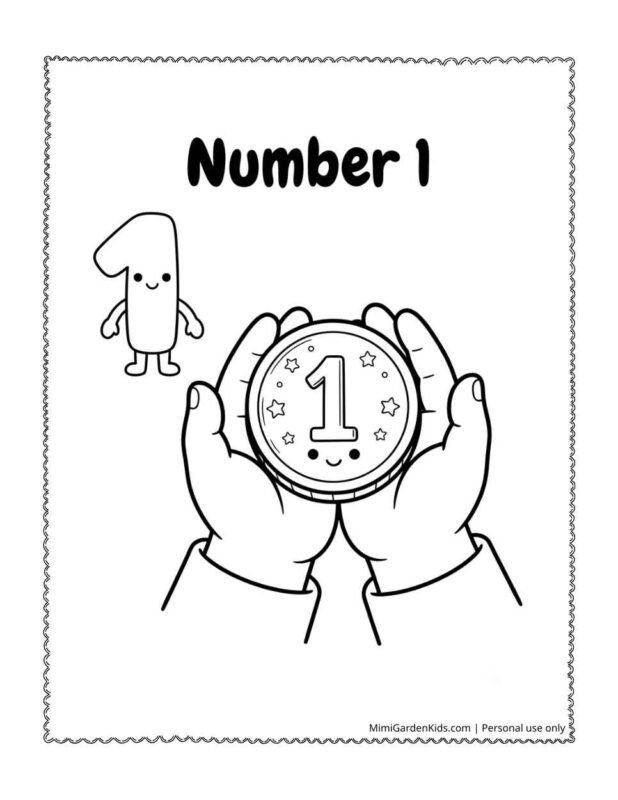 number 1 coloring page JPEG