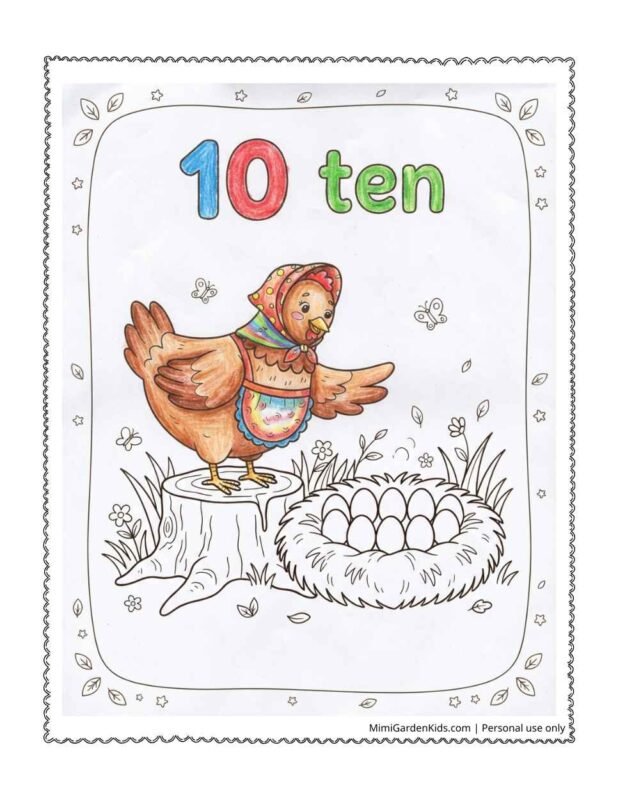 number 10 coloring page JPEG