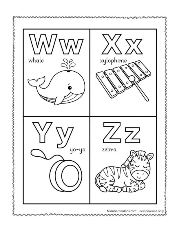 preschool alphabet coloring pages wxyz jpeg