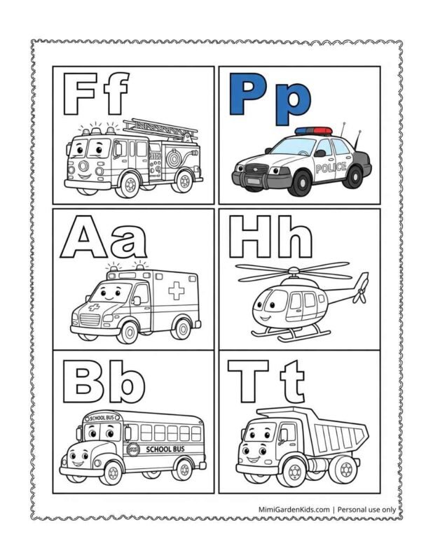 vehicle alphabet coloring pages jpeg thum