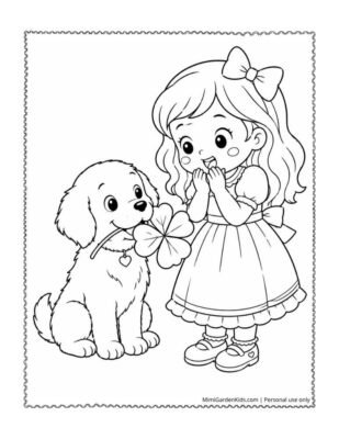 4 leaf clover coloring pages