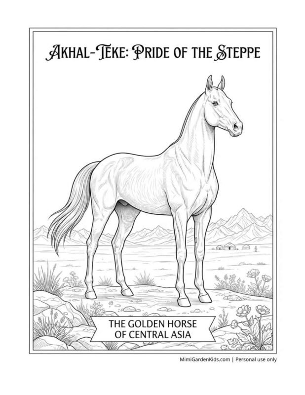 Horse Coloring Pages Free - Akhal-Teke