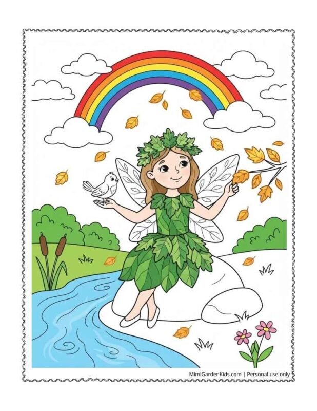 Magical Fairy Rainbow Colouring Pages