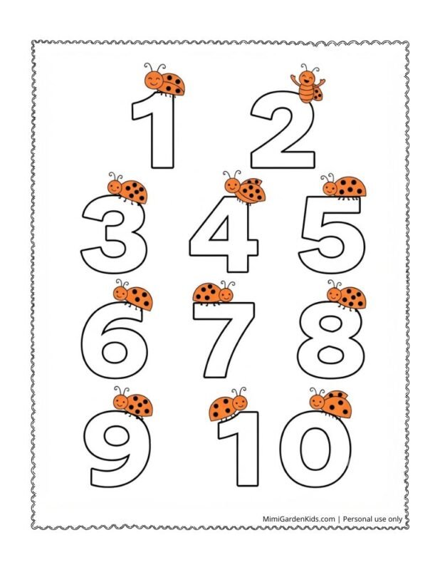 Number coloring pages 1 10