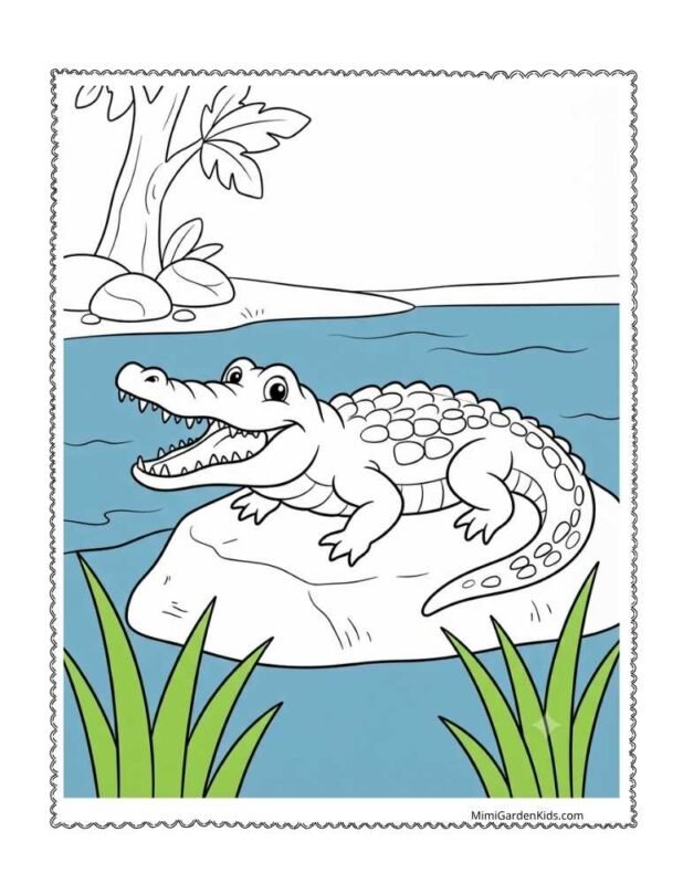 alligator color page printable