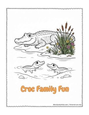 alligator color pages - croc family