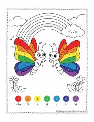 butterfly and rainbow coloring pages
