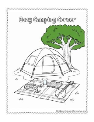camping color pages