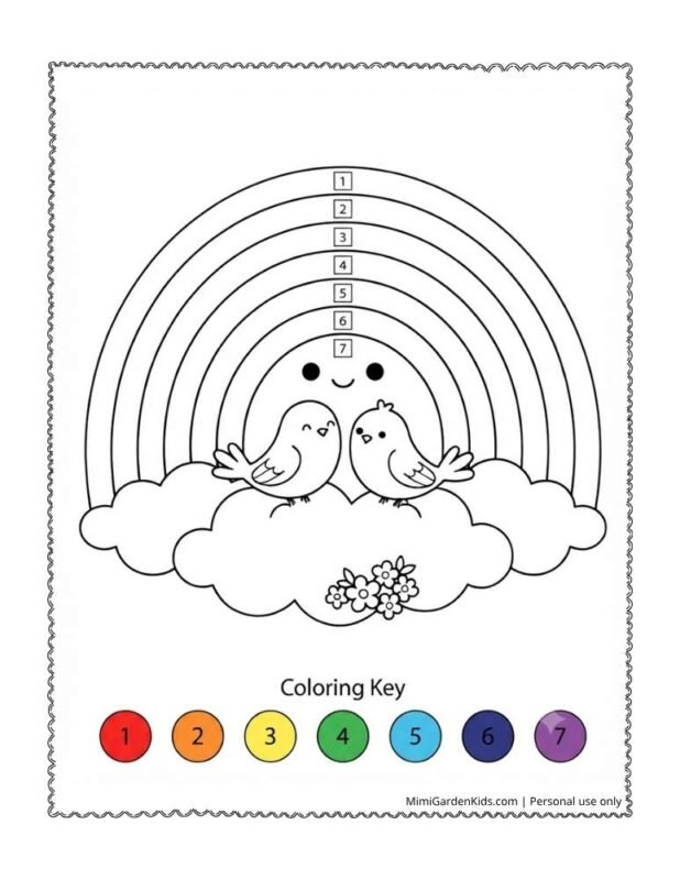 color by number rainbow printable