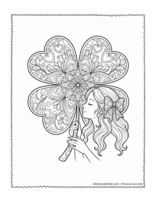 coloring page 4 leaf clover