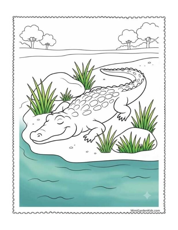 coloring page alligator