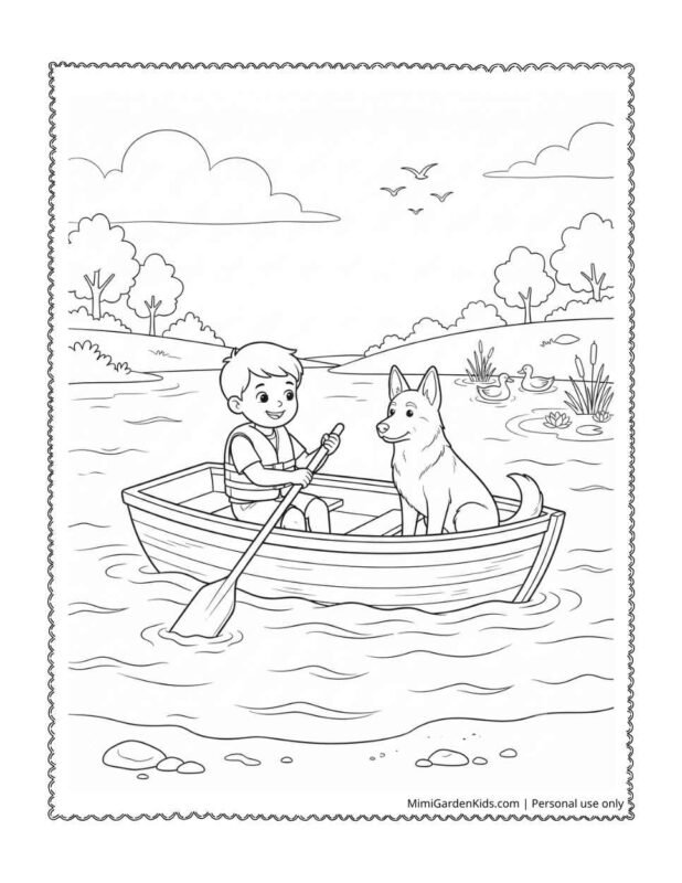 coloring page of a boat