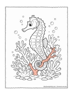 coloring page of a seahorse