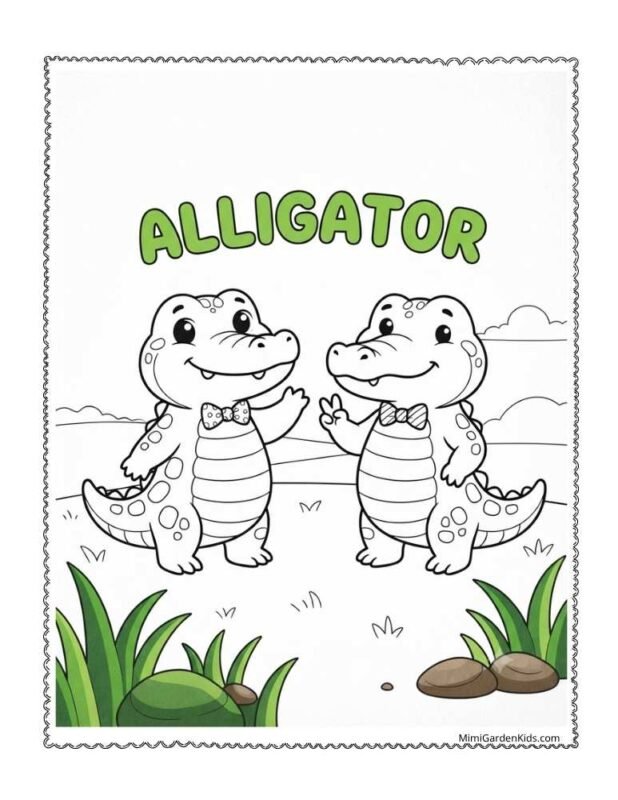 coloring page of alligator