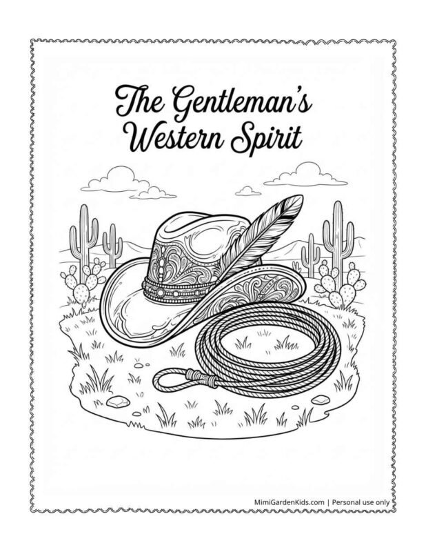 coloring page of cowboy hat