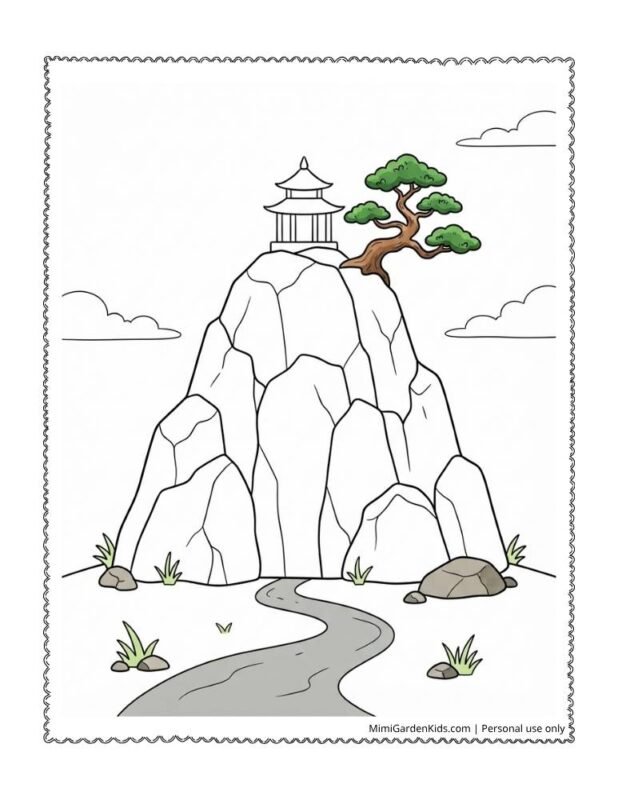 coloring page of mountains