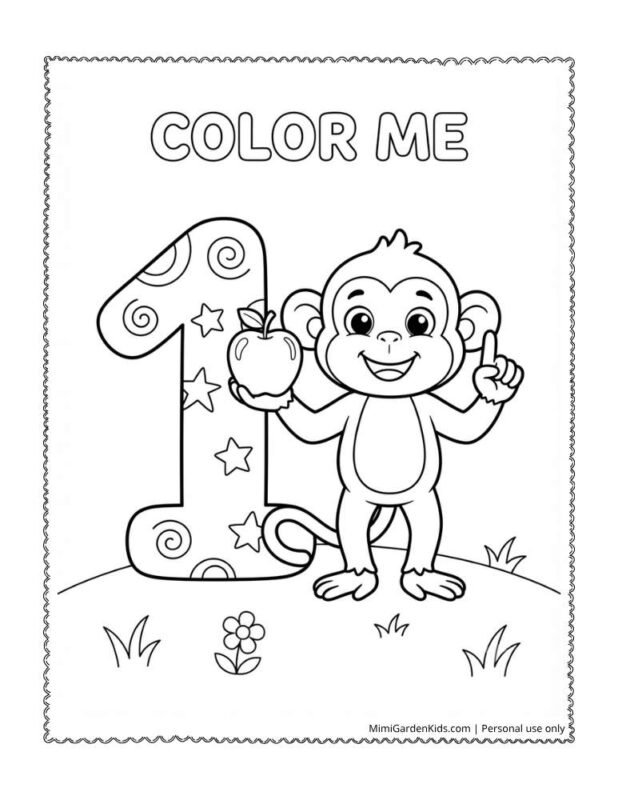 coloring page of the number 1
