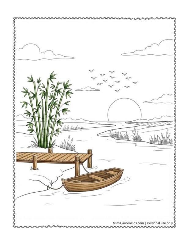 coloring page sunset