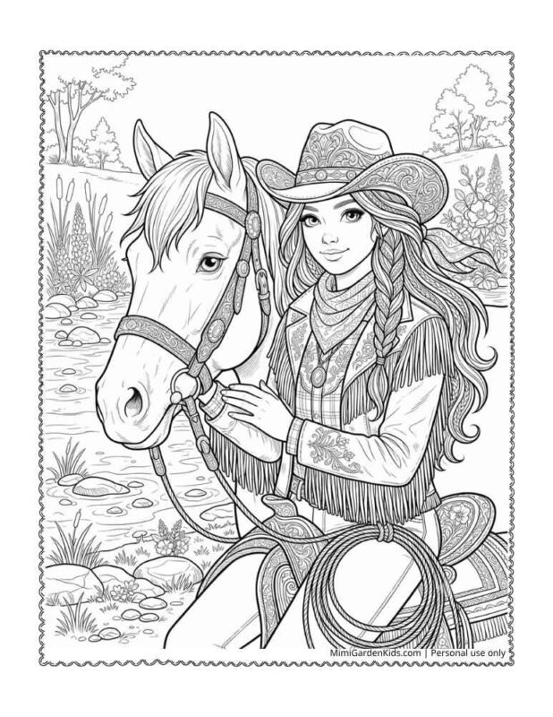 coloring pages cowgirl