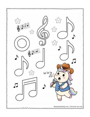 coloring pages for music notes
