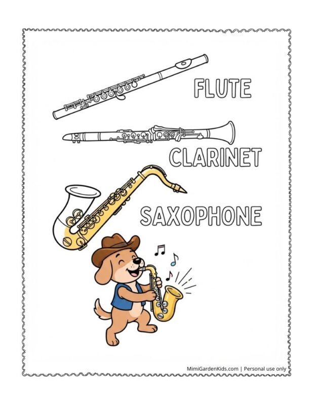 coloring pages music instruments