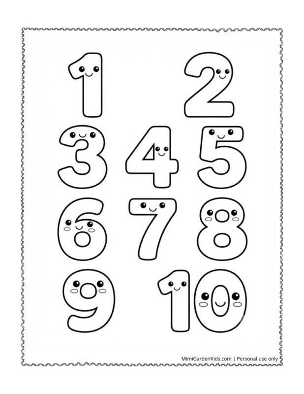 coloring pages numbers 1 10