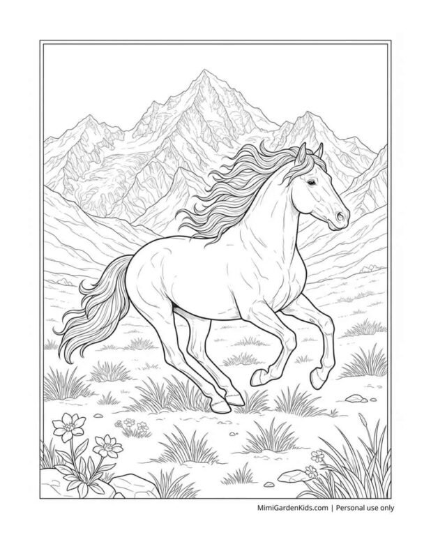 coloring pages of realistic horses