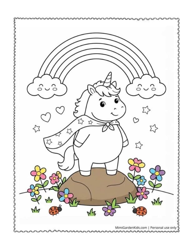 colouring pages unicorn rainbow