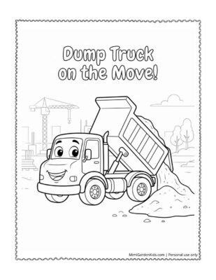 construction coloring page - dump truck