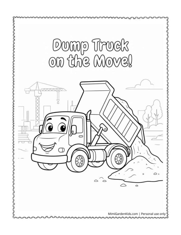 construction coloring page - dump truck