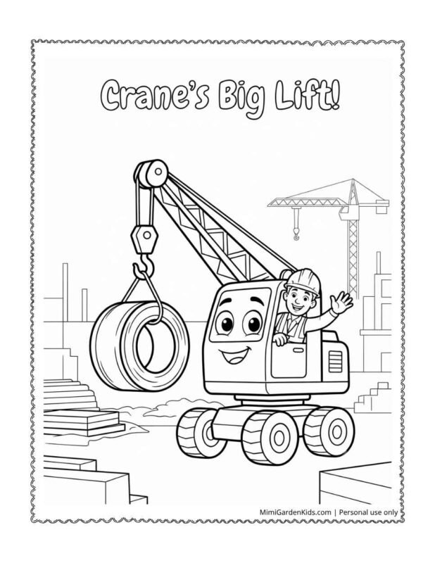 construction site coloring page -Crane