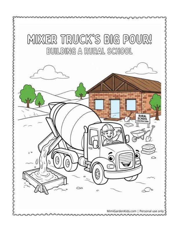 construction trucks coloring page - Concrete Mixer Truck