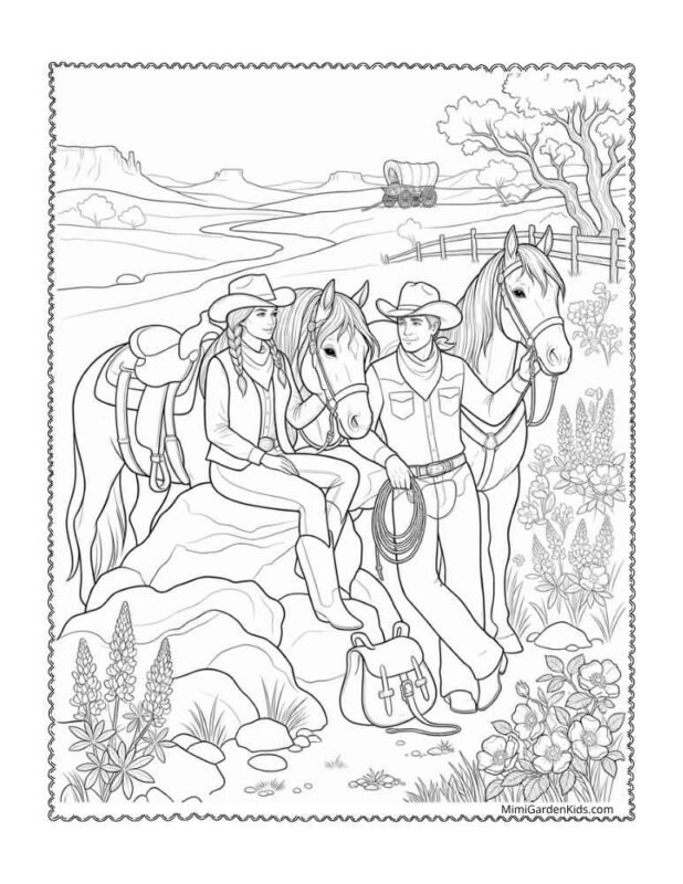 cowboy and cowgirl coloring pages free