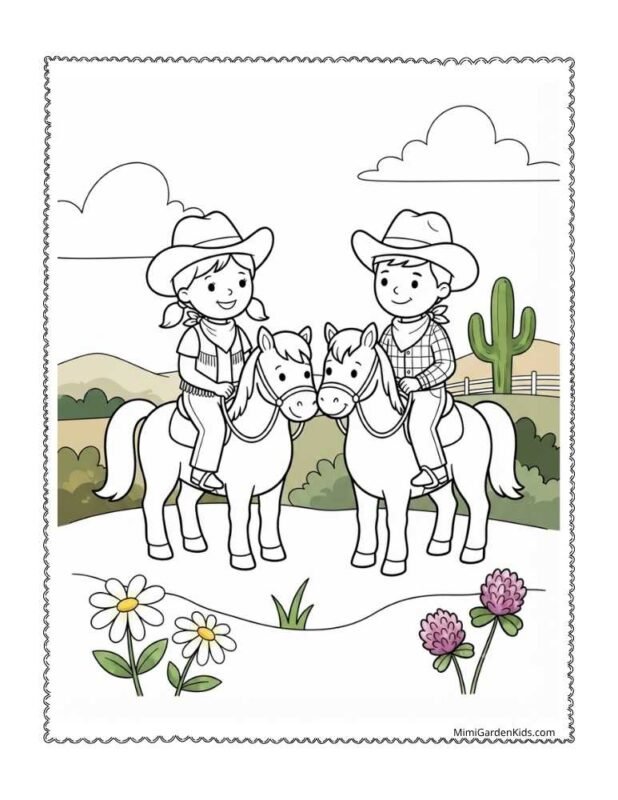 cowboy cowgirl coloring pages
