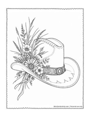 cowgirl hat coloring page
