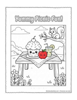cute food coloring pages free printable