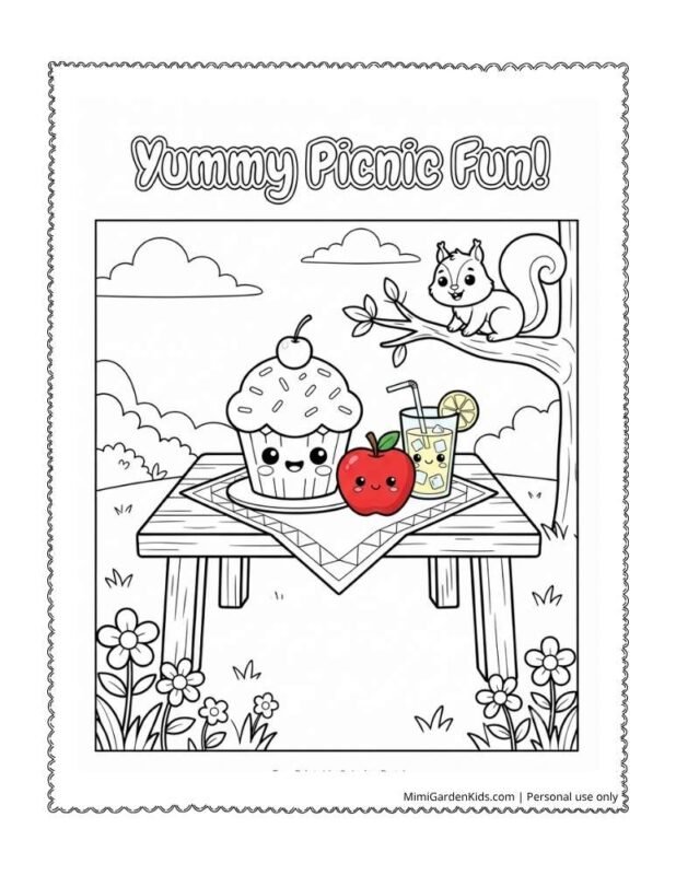 cute food coloring pages free printable
